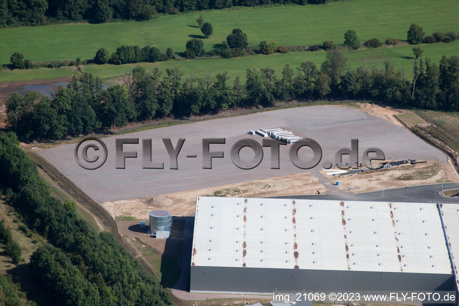 Minderslachen, Zufall Logistik-Center in Kandel im Bundesland Rheinland-Pfalz, Deutschland von einer Drohne aus