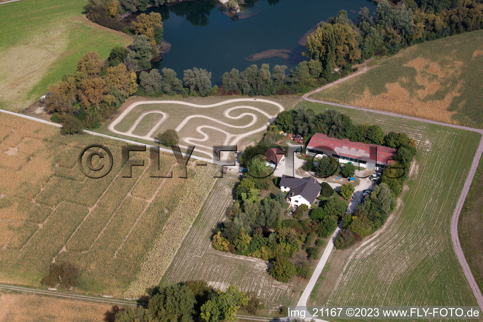 Leimersheim im Bundesland Rheinland-Pfalz, Deutschland von der Drohne aus gesehen