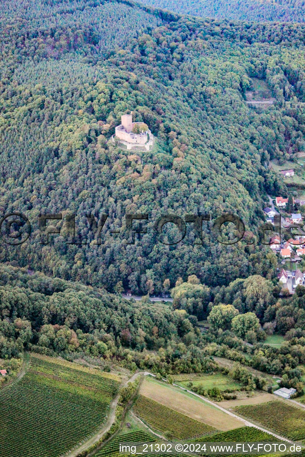 Luftaufnahme von Klingenmünster, Burg Landeck im Bundesland Rheinland-Pfalz, Deutschland