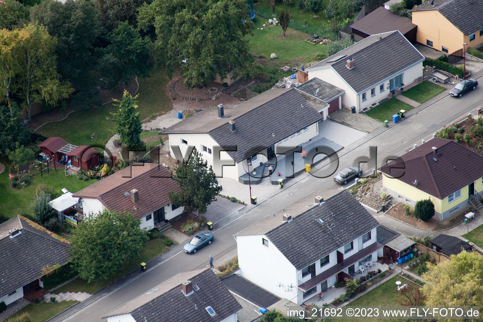 Schrägluftbild von Eppelsheim, Im Mühlegarten im Bundesland Rheinland-Pfalz, Deutschland