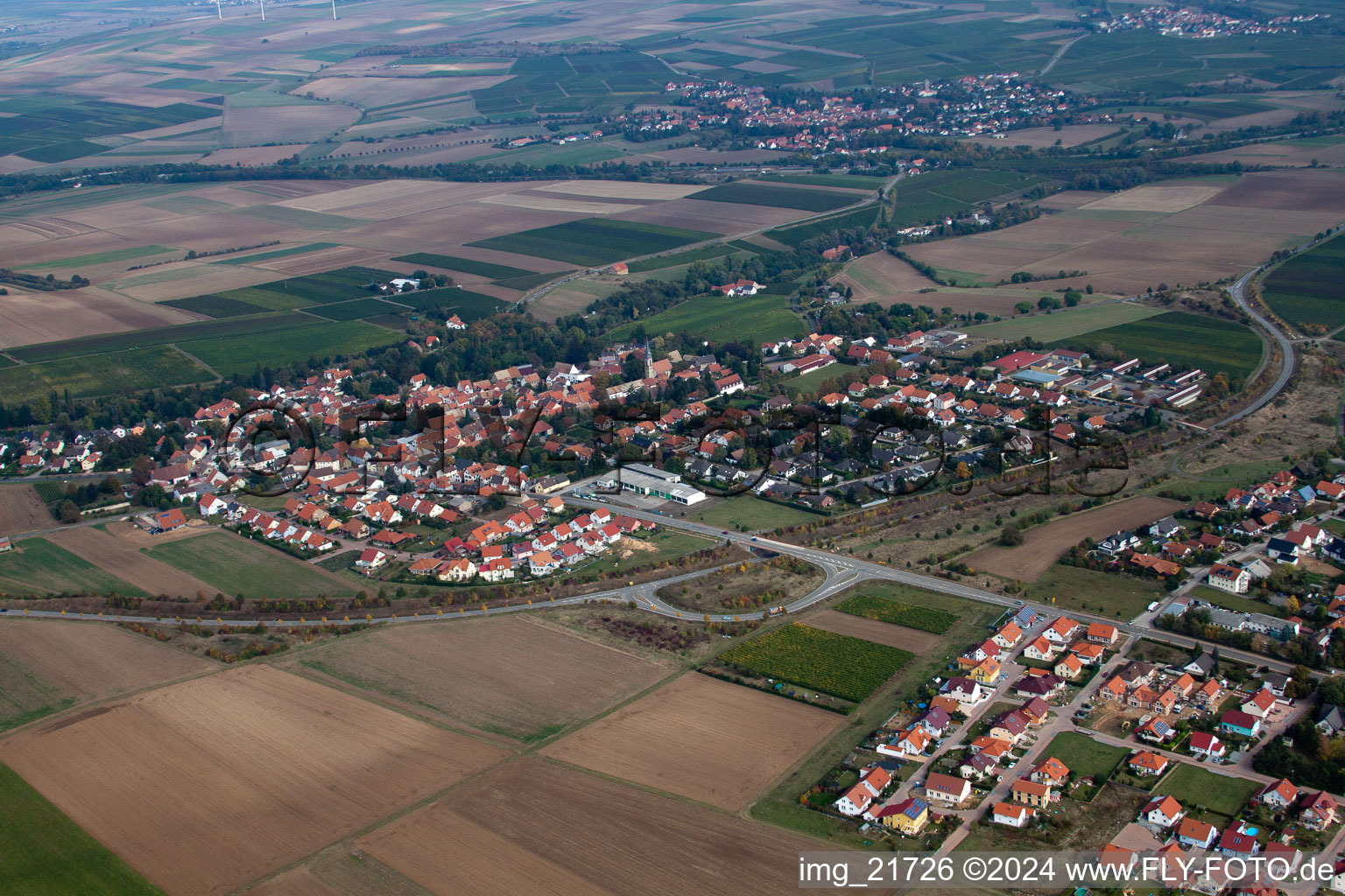 Luftbild von Ober-Flörsheim im Bundesland Rheinland-Pfalz, Deutschland