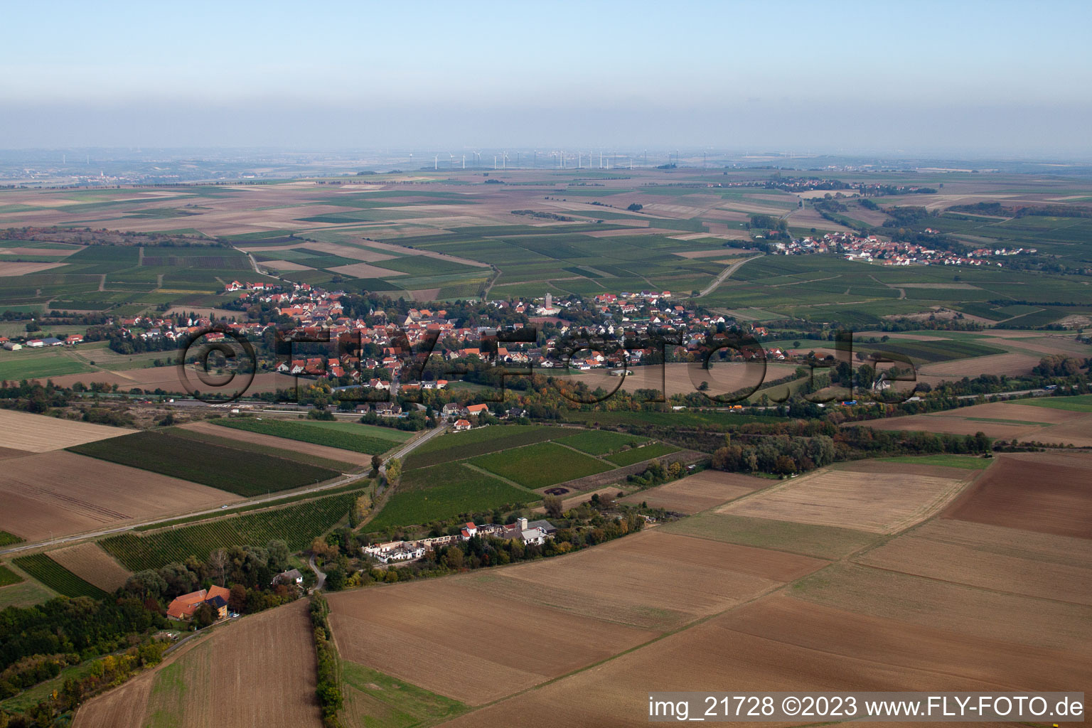 Luftaufnahme von Ober-Flörsheim im Bundesland Rheinland-Pfalz, Deutschland