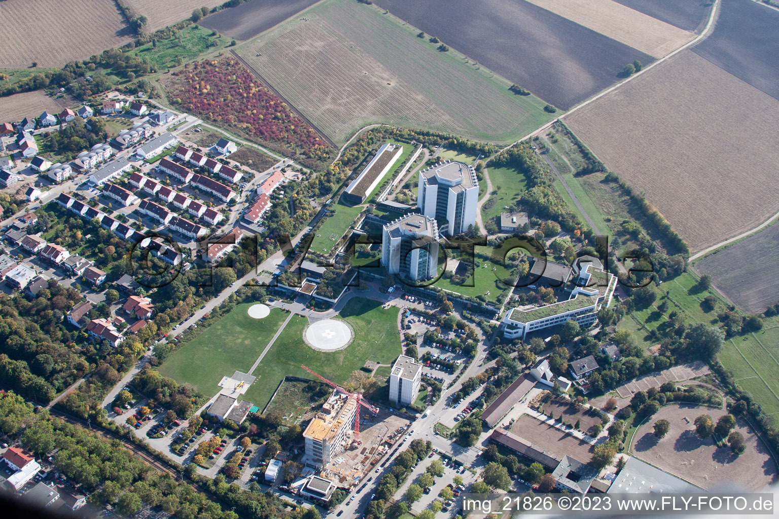 Luftaufnahme von Oggersheim, BG-Unfallklinik in Ludwigshafen am Rhein im Bundesland Rheinland-Pfalz, Deutschland