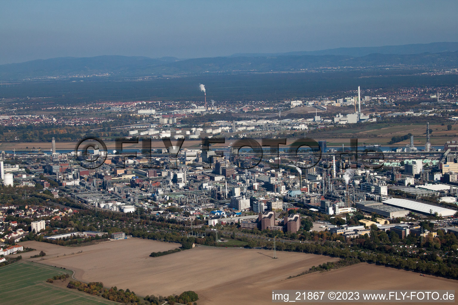 BASF Nord in Ludwigshafen am Rhein im Bundesland Rheinland-Pfalz, Deutschland vom Flugzeug aus