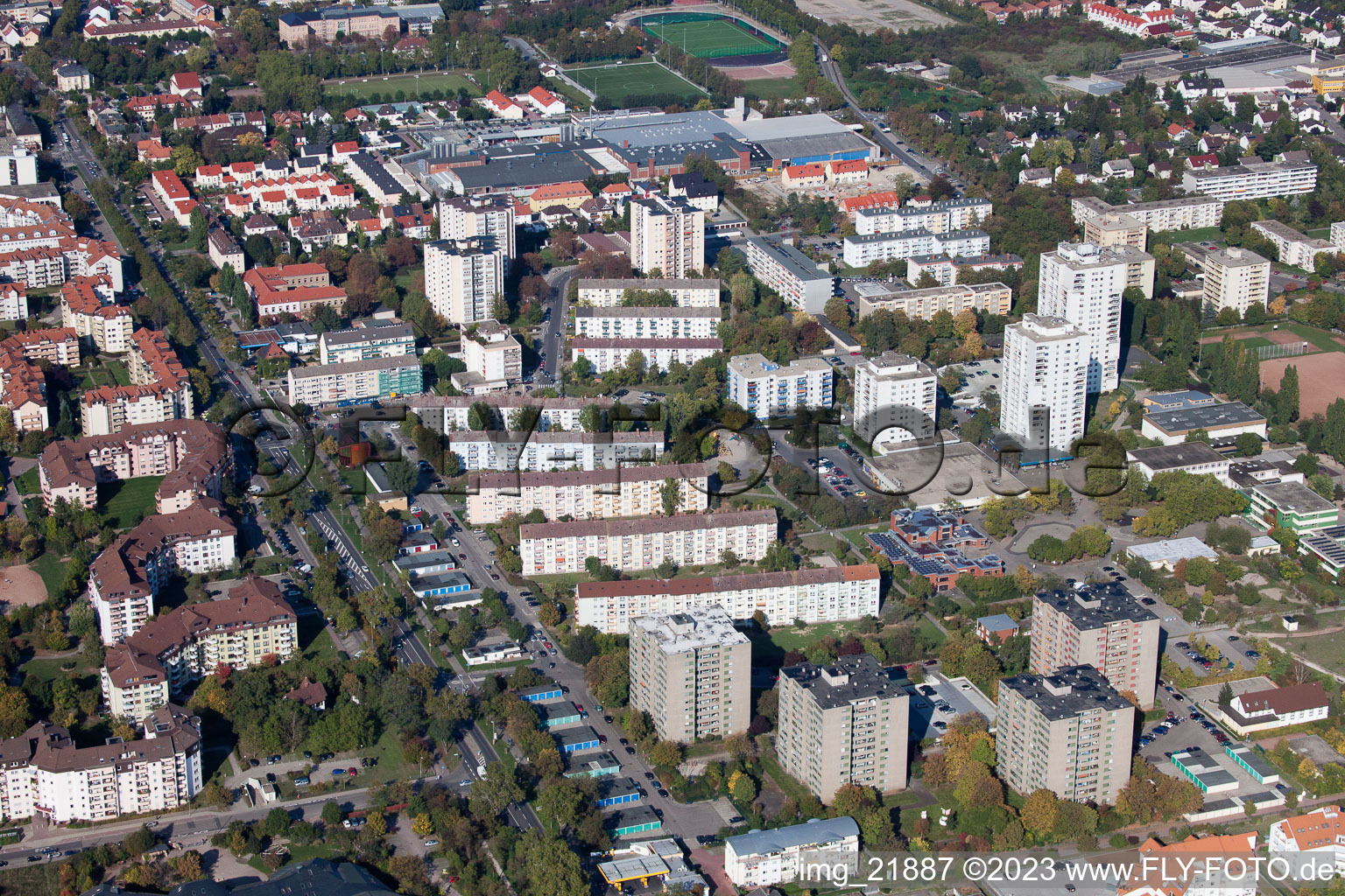 Luftbild von Frankenthal, Mahlastr im Bundesland Rheinland-Pfalz, Deutschland