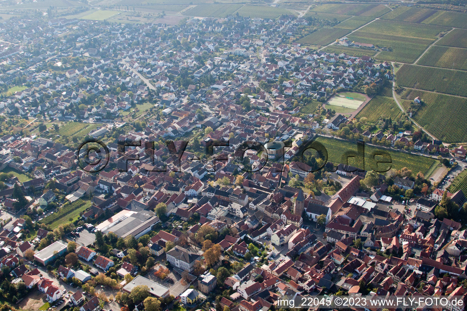 Luftbild von Ortsteil Mußbach in Neustadt an der Weinstraße im Bundesland Rheinland-Pfalz, Deutschland
