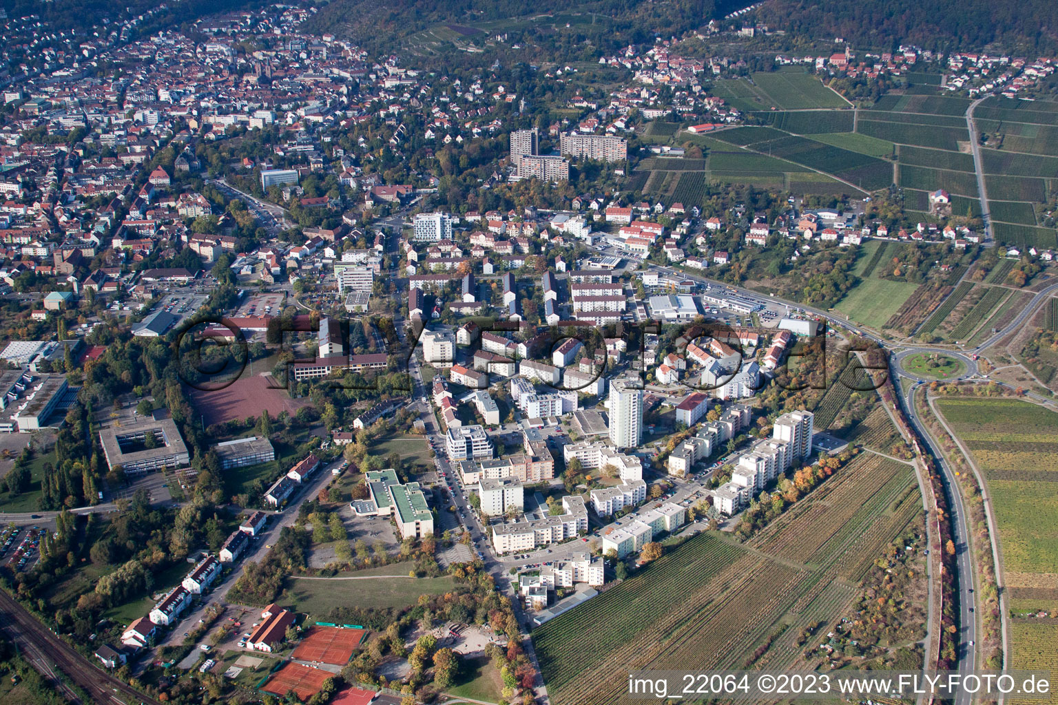 Neustadt an der Weinstraße im Bundesland Rheinland-Pfalz, Deutschland von oben gesehen