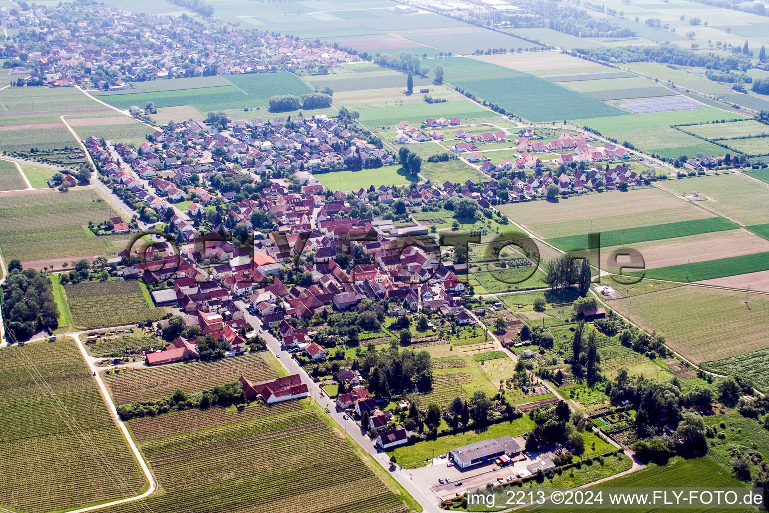 Dorf - Ansicht im Ortsteil Dammheim in Landau in der Pfalz im Bundesland Rheinland-Pfalz, Deutschland