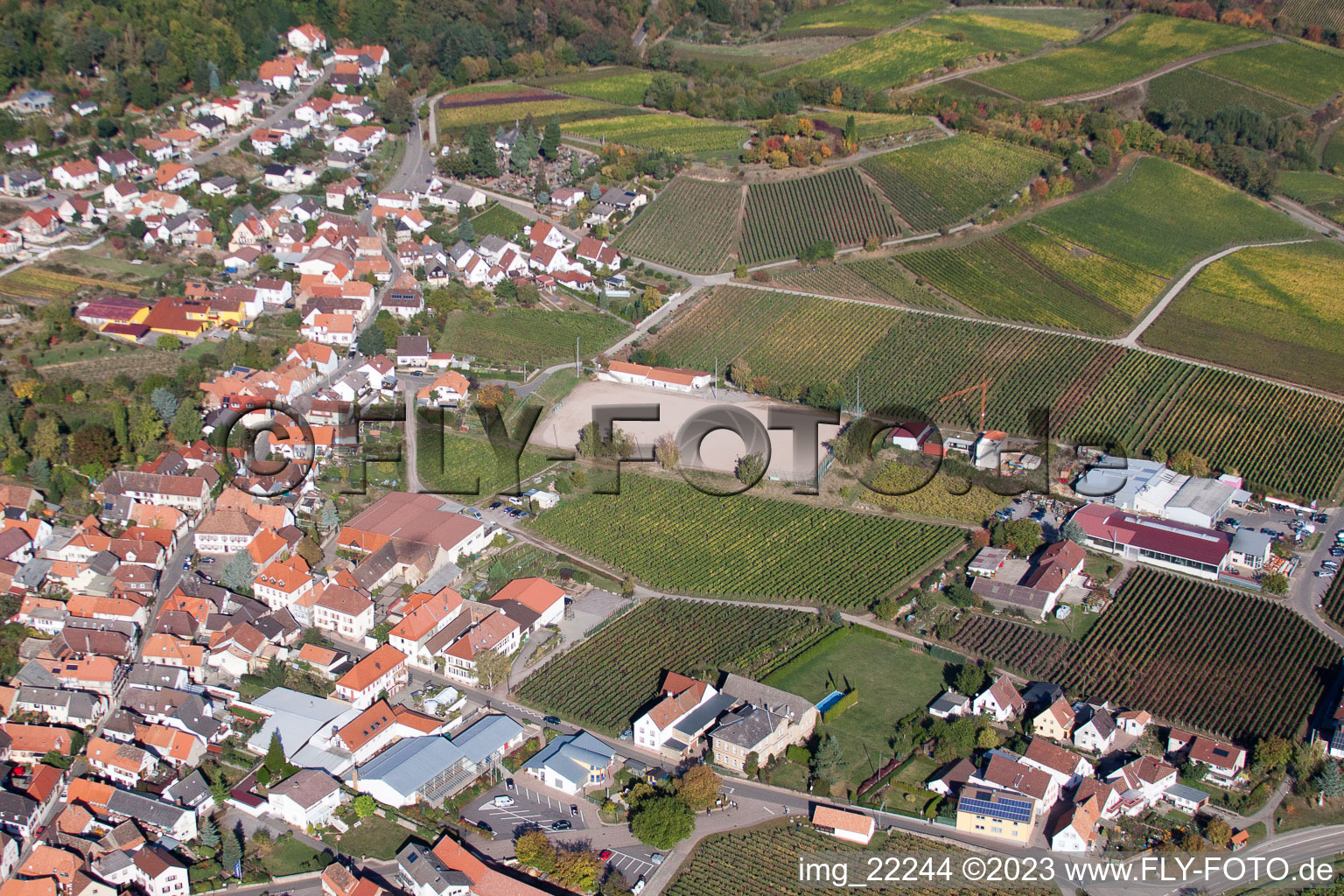 Burrweiler im Bundesland Rheinland-Pfalz, Deutschland von oben gesehen