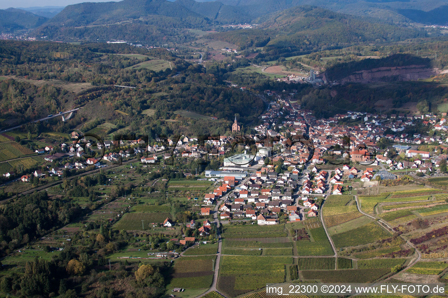 Dorf - Ansicht in Albersweiler im Bundesland Rheinland-Pfalz, Deutschland