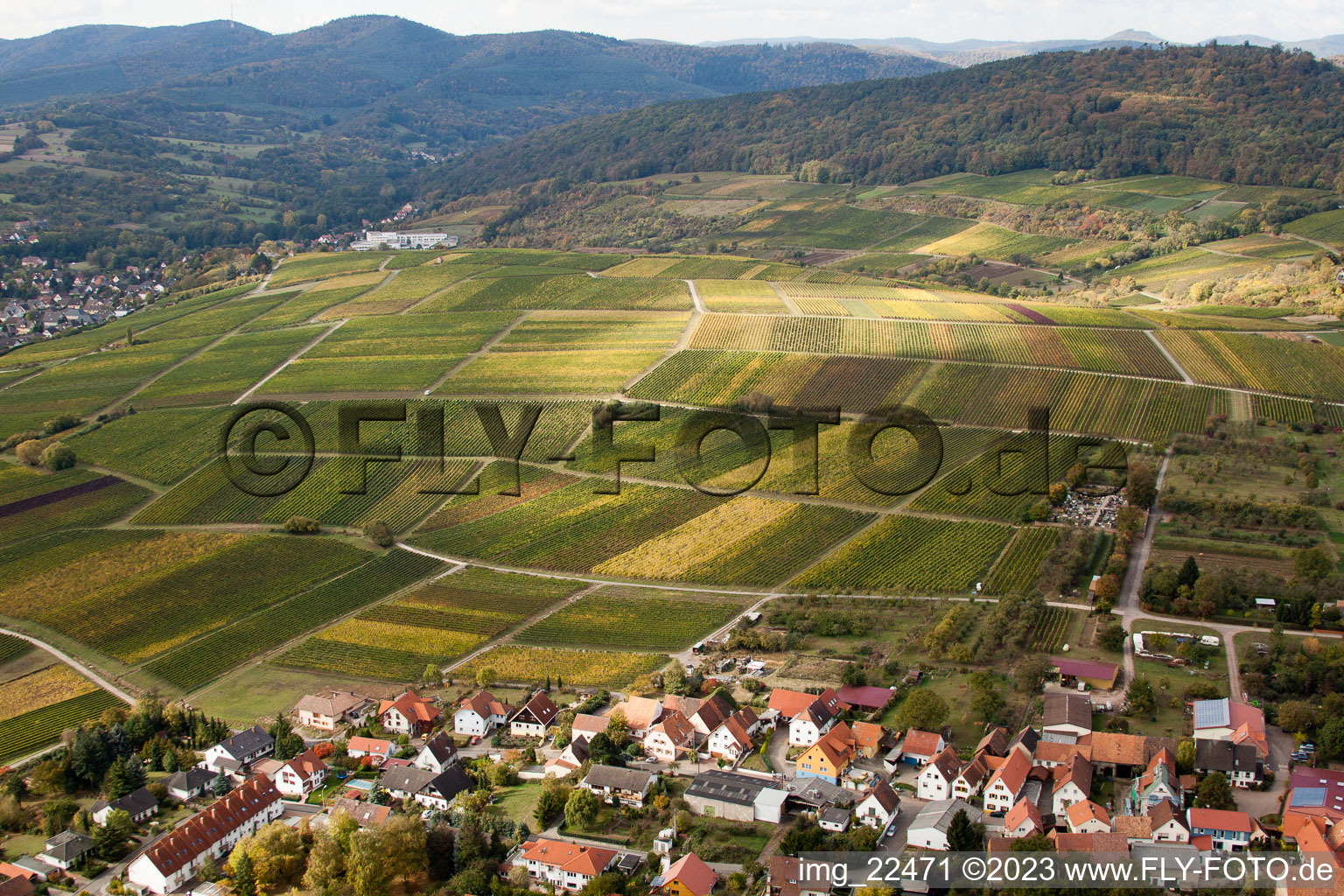 Schweigen, Sonnenberg in Schweigen-Rechtenbach im Bundesland Rheinland-Pfalz, Deutschland aus der Luft betrachtet