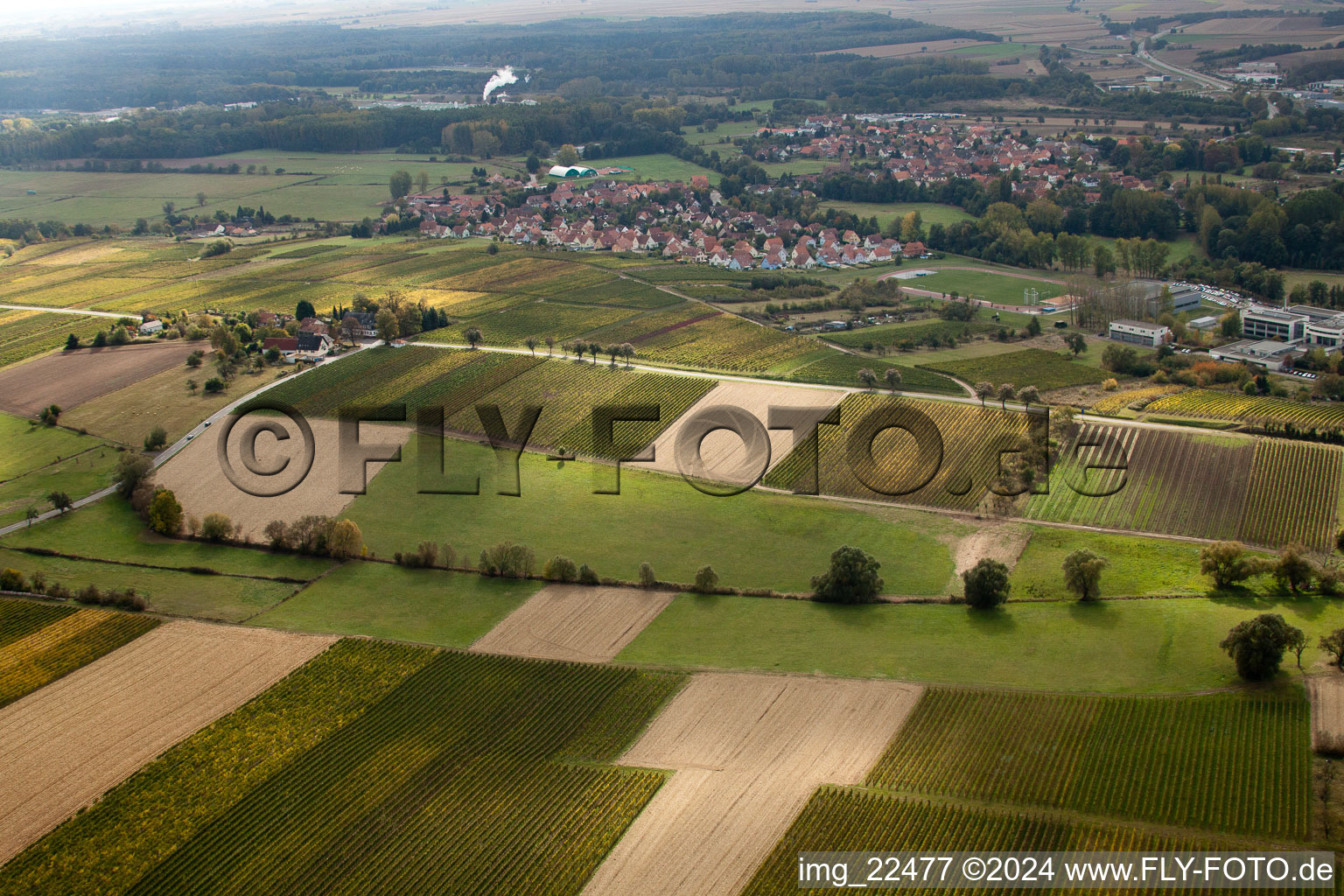 Luftaufnahme von Altenstadt im Bundesland Bas-Rhin, Frankreich