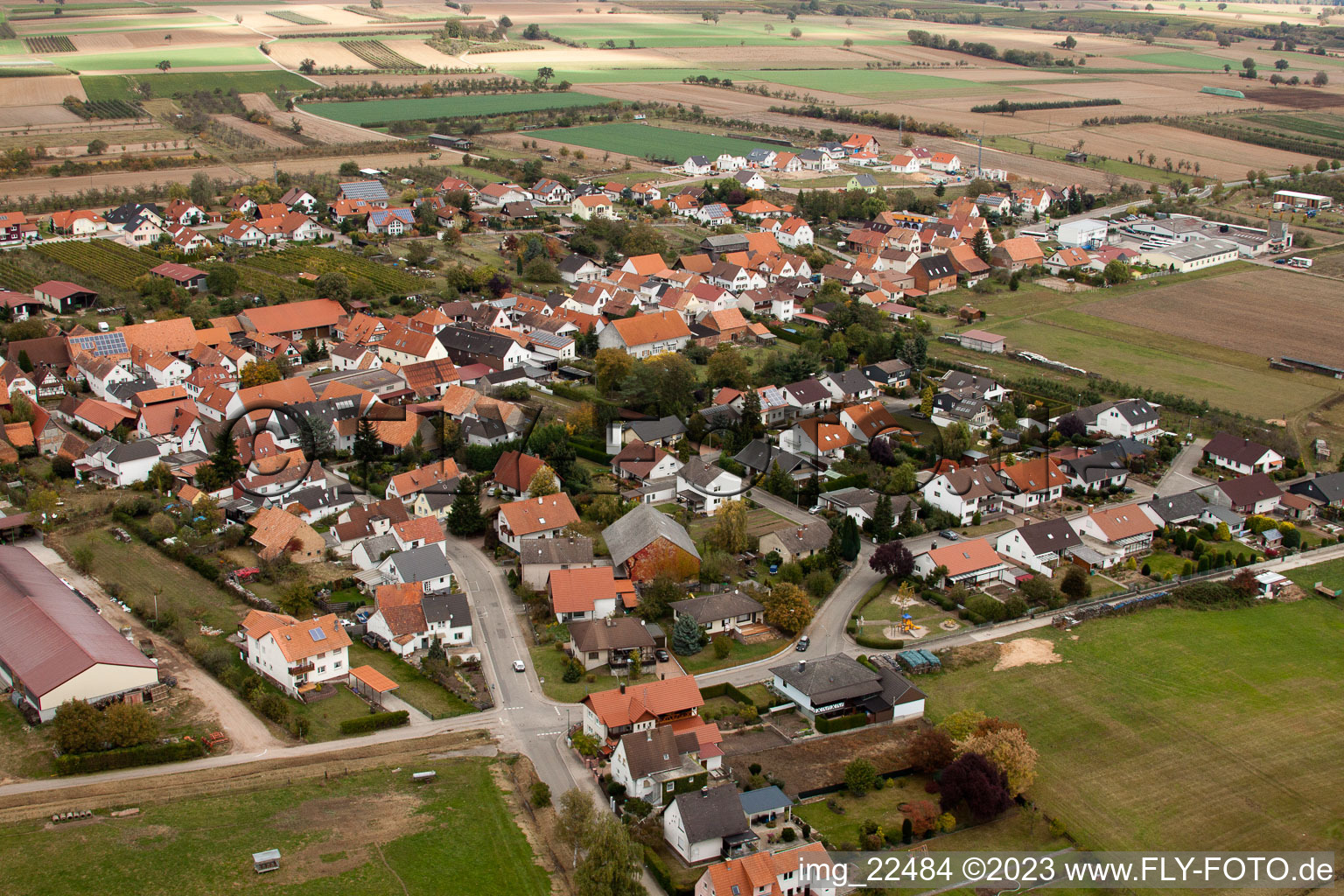 Schweighofen im Bundesland Rheinland-Pfalz, Deutschland von einer Drohne aus