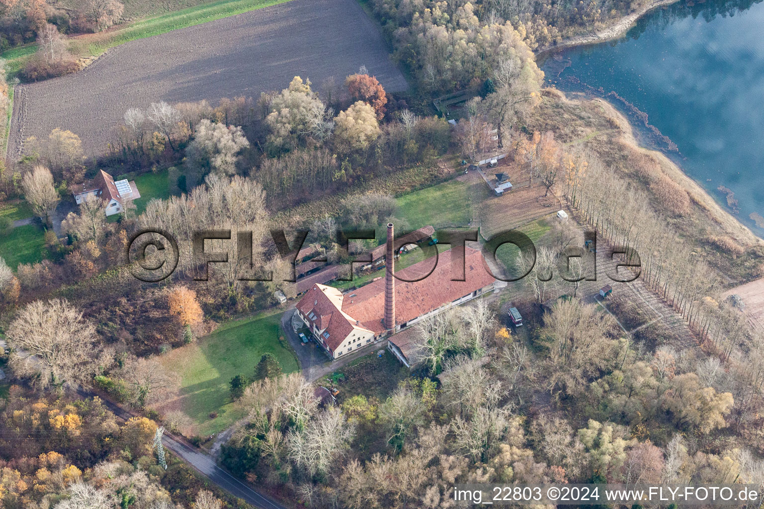 Ortsteil Neuburg in Neuburg am Rhein im Bundesland Rheinland-Pfalz, Deutschland von der Drohne aus gesehen