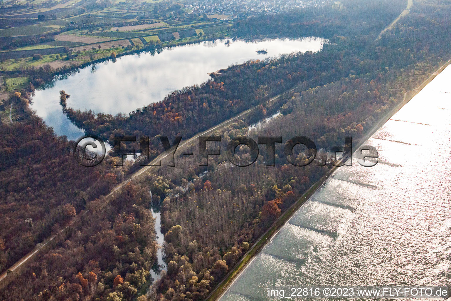 Luftaufnahme von Karlsruhe Rappenwörth im Ortsteil Daxlanden im Bundesland Baden-Württemberg, Deutschland