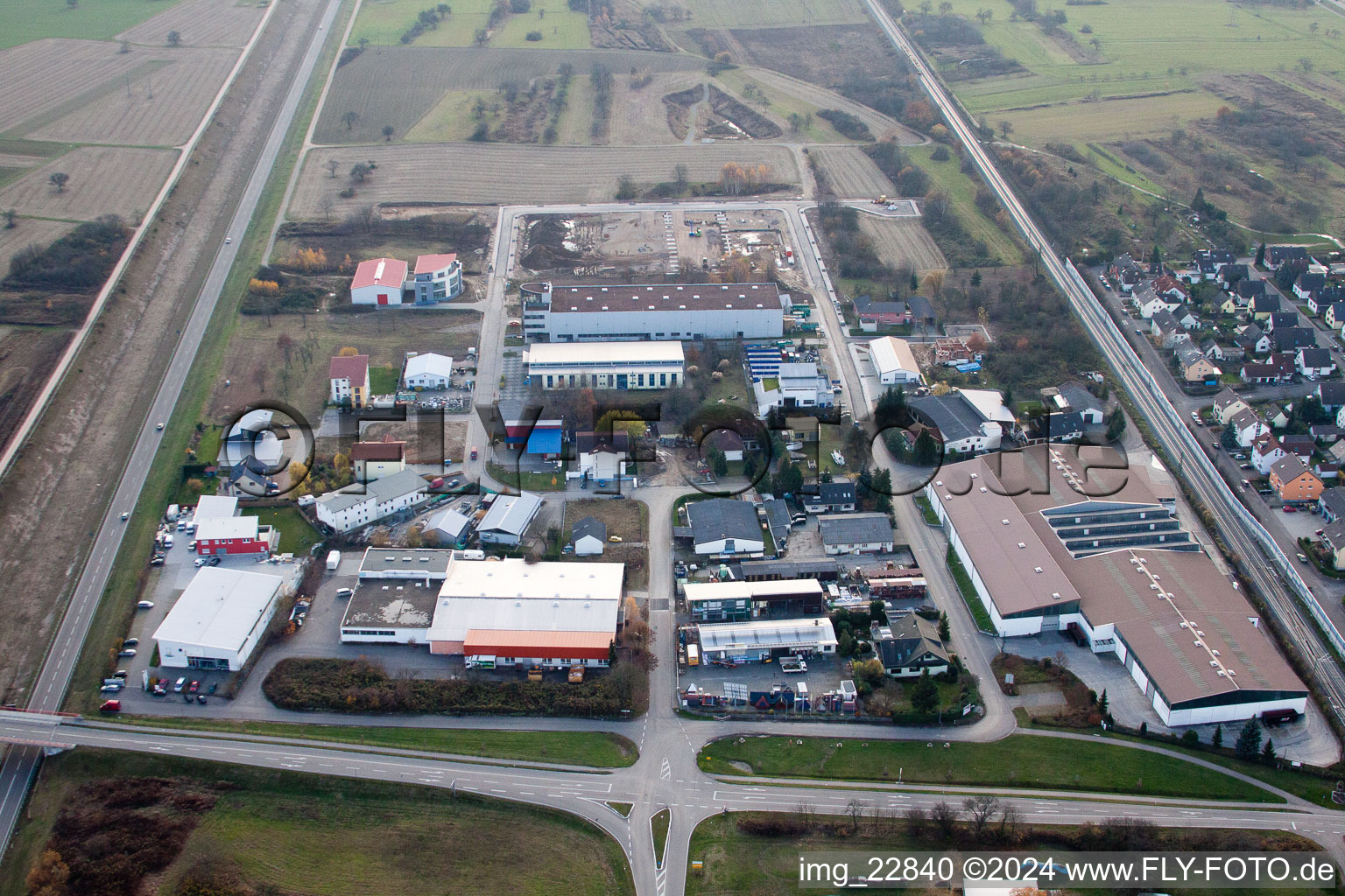 Gewerbegebiet und Firmenansiedlung Ost in Durmersheim im Bundesland Baden-Württemberg, Deutschland