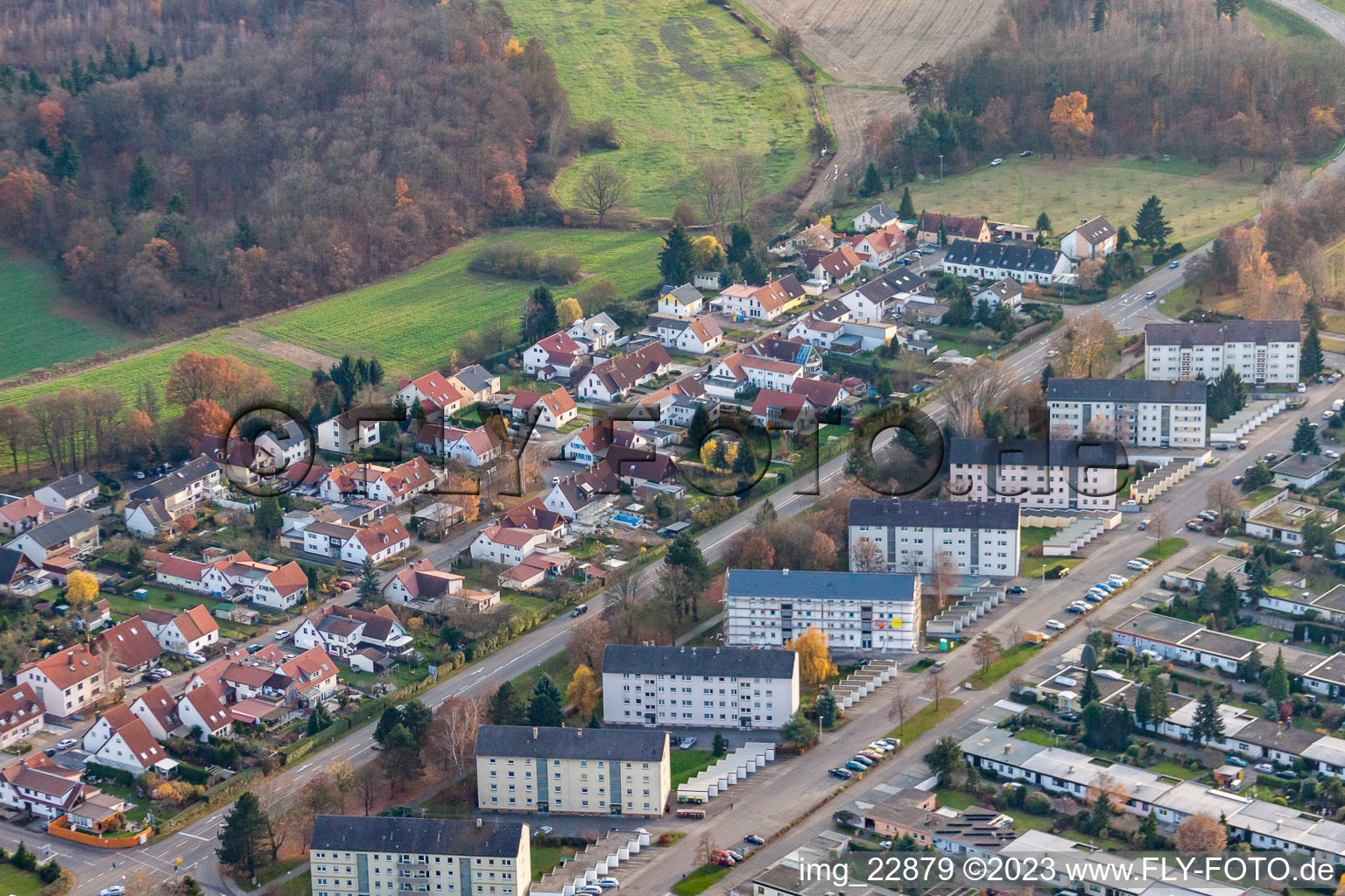 Luftaufnahme von Neckarstr in Rastatt im Bundesland Baden-Württemberg, Deutschland
