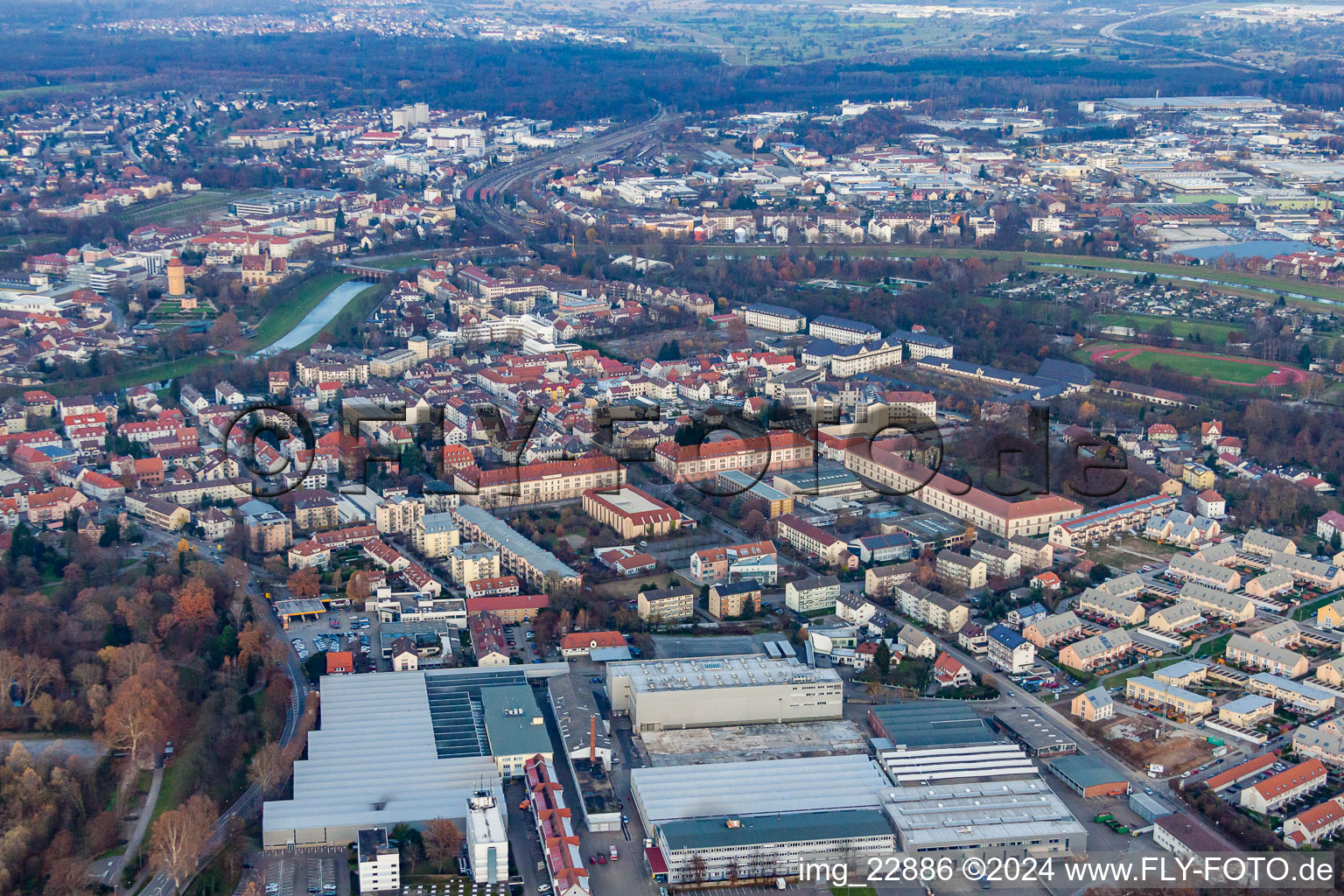 Von Süden in Rastatt im Bundesland Baden-Württemberg, Deutschland