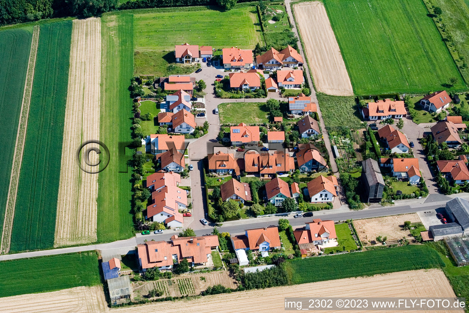 Neubaugebiet Im Geiersching im Ortsteil Hayna in Herxheim bei Landau/Pfalz im Bundesland Rheinland-Pfalz, Deutschland