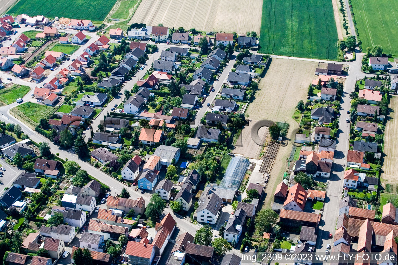 Ringstr im Ortsteil Hayna in Herxheim bei Landau/Pfalz im Bundesland Rheinland-Pfalz, Deutschland von oben