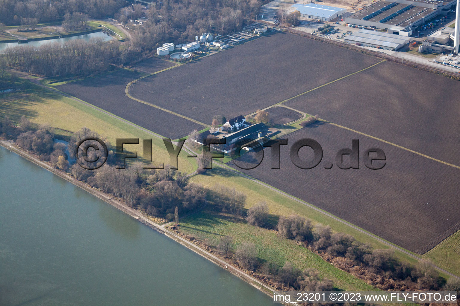 Ortsteil Maximiliansau in Wörth am Rhein im Bundesland Rheinland-Pfalz, Deutschland von oben gesehen