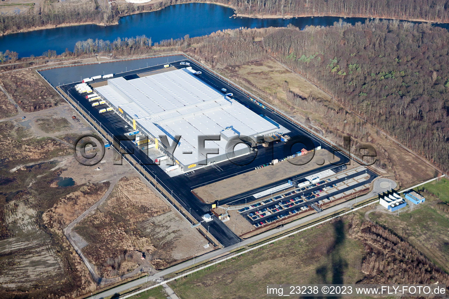 Wörth am Rhein, neues Netto Logistikcenter im Industriegebiet Oberwald im Bundesland Rheinland-Pfalz, Deutschland