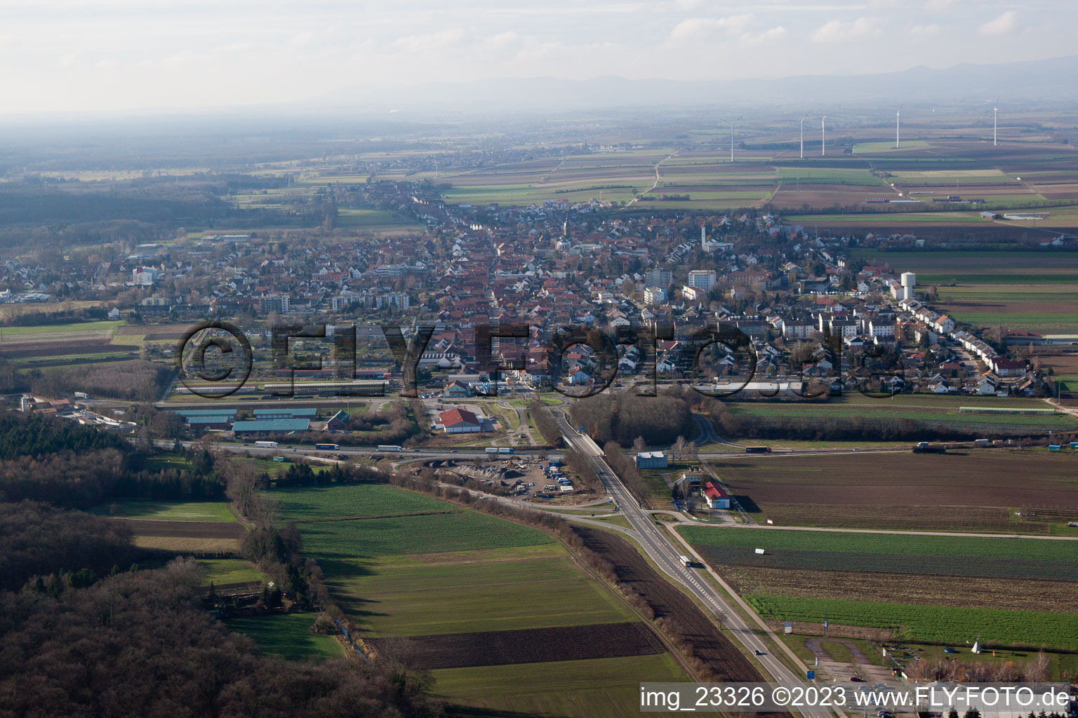 Luftaufnahme von Kandel von Osten im Bundesland Rheinland-Pfalz, Deutschland
