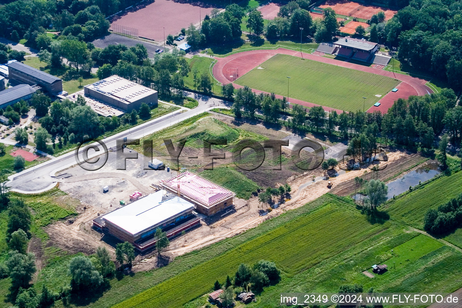 Kandel, Baustelle Mehrzweckhalle im Bundesland Rheinland-Pfalz, Deutschland von oben