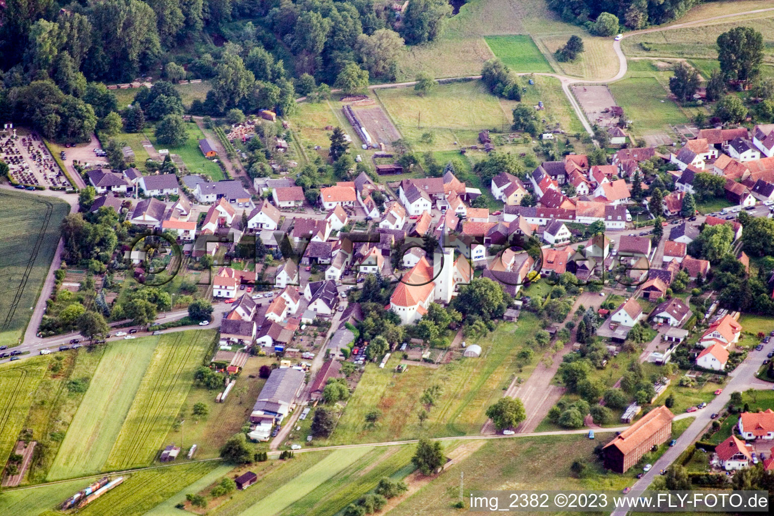Luftbild von Scheibenhardt (Elsass) im Bundesland Bas-Rhin, Frankreich