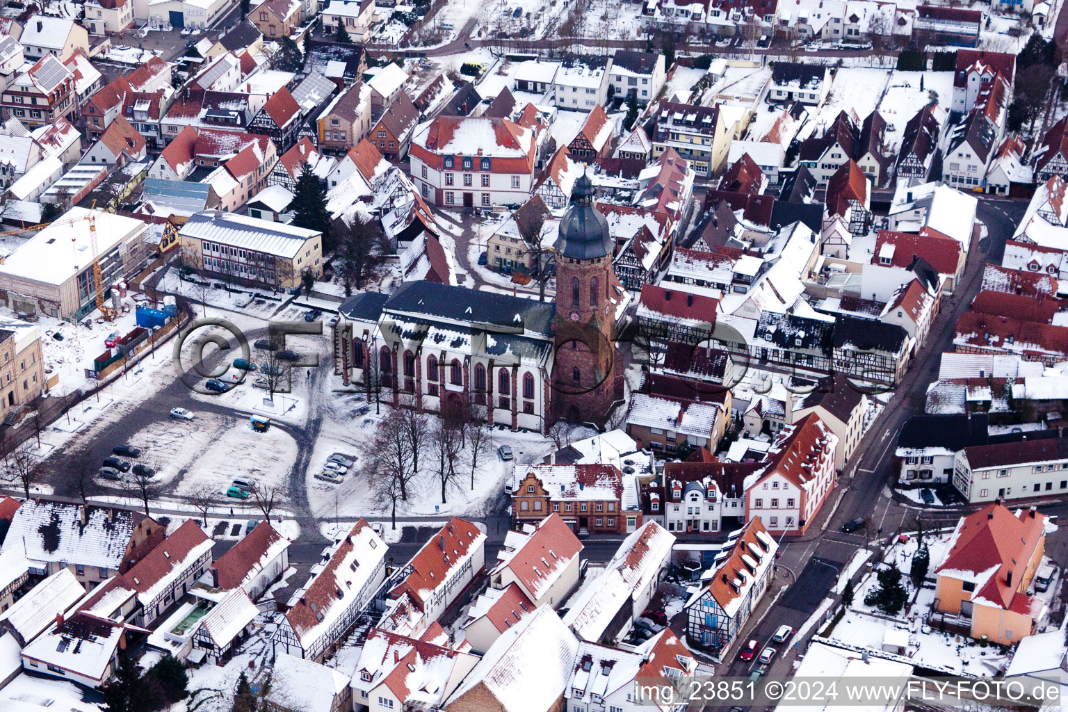 Luftbild von Kandel, Marktplatz, kirche im Bundesland Rheinland-Pfalz, Deutschland