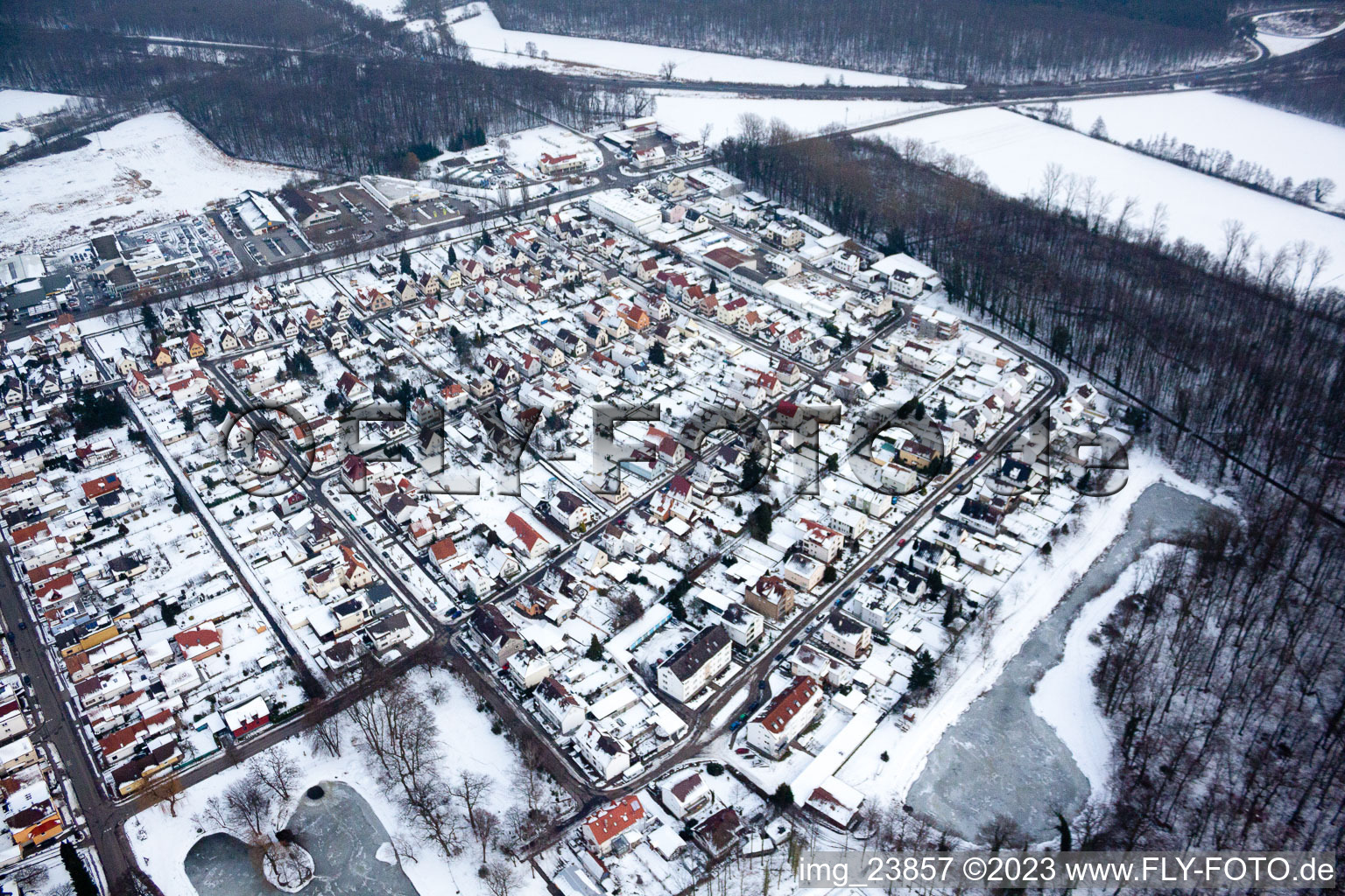 Kandel, Siedlung im Bundesland Rheinland-Pfalz, Deutschland vom Flugzeug aus