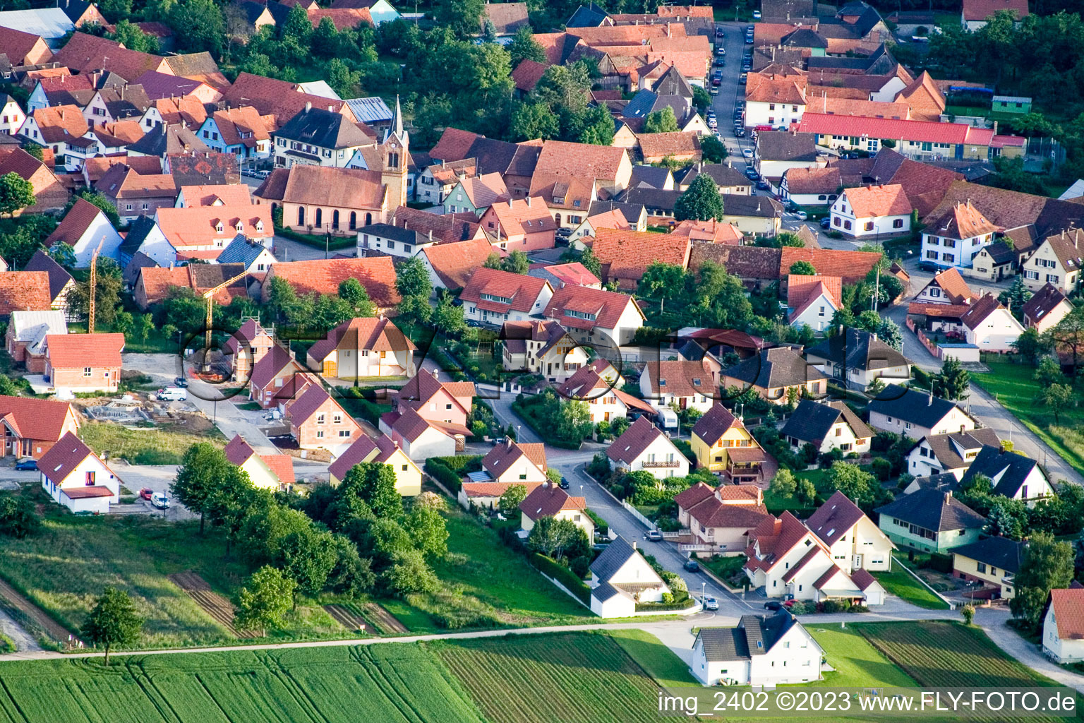 Luftbild von Schaffhouse pres Seltz (Elsass) in Schaffhouse-près-Seltz im Bundesland Bas-Rhin, Frankreich