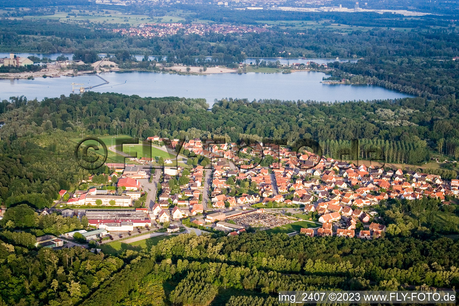 Luftbild von Seltz (Elsass) im Bundesland Bas-Rhin, Frankreich