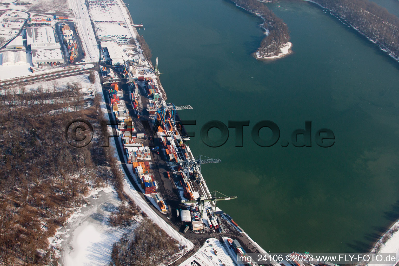 Wörth am Rhein, Containerhafen im Bundesland Rheinland-Pfalz, Deutschland