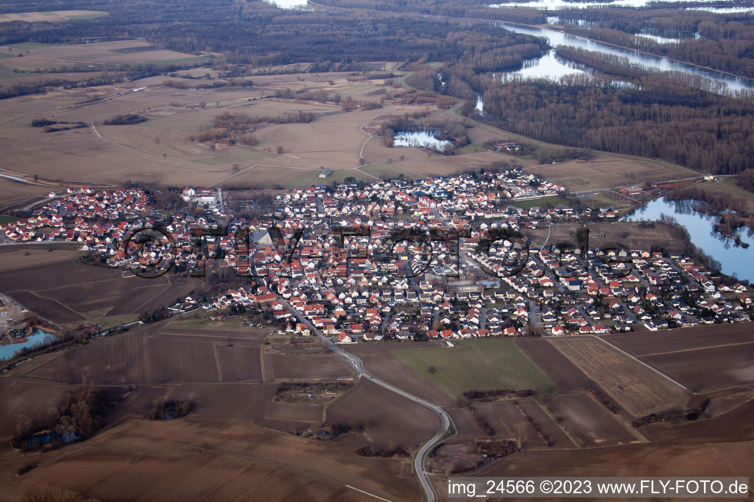 Luftbild von Leimersheim von Südwesten im Bundesland Rheinland-Pfalz, Deutschland