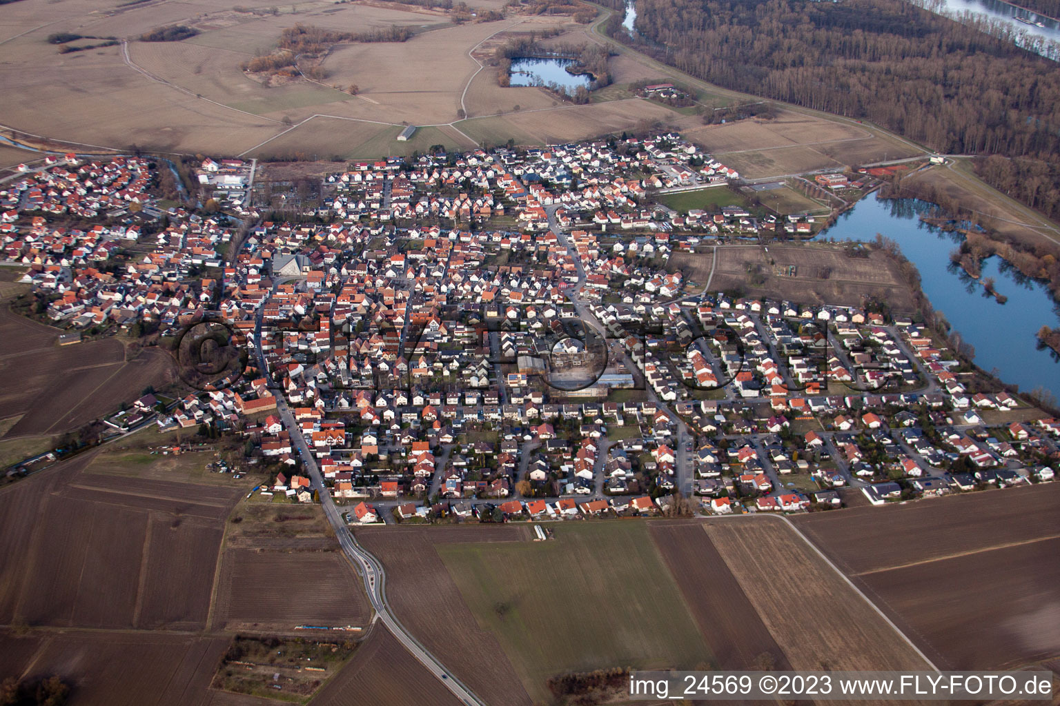 Luftaufnahme von Leimersheim von Südwesten im Bundesland Rheinland-Pfalz, Deutschland