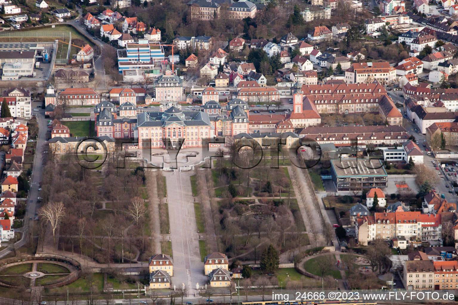Luftaufnahme von Bruchsal, Schloss im Bundesland Baden-Württemberg, Deutschland