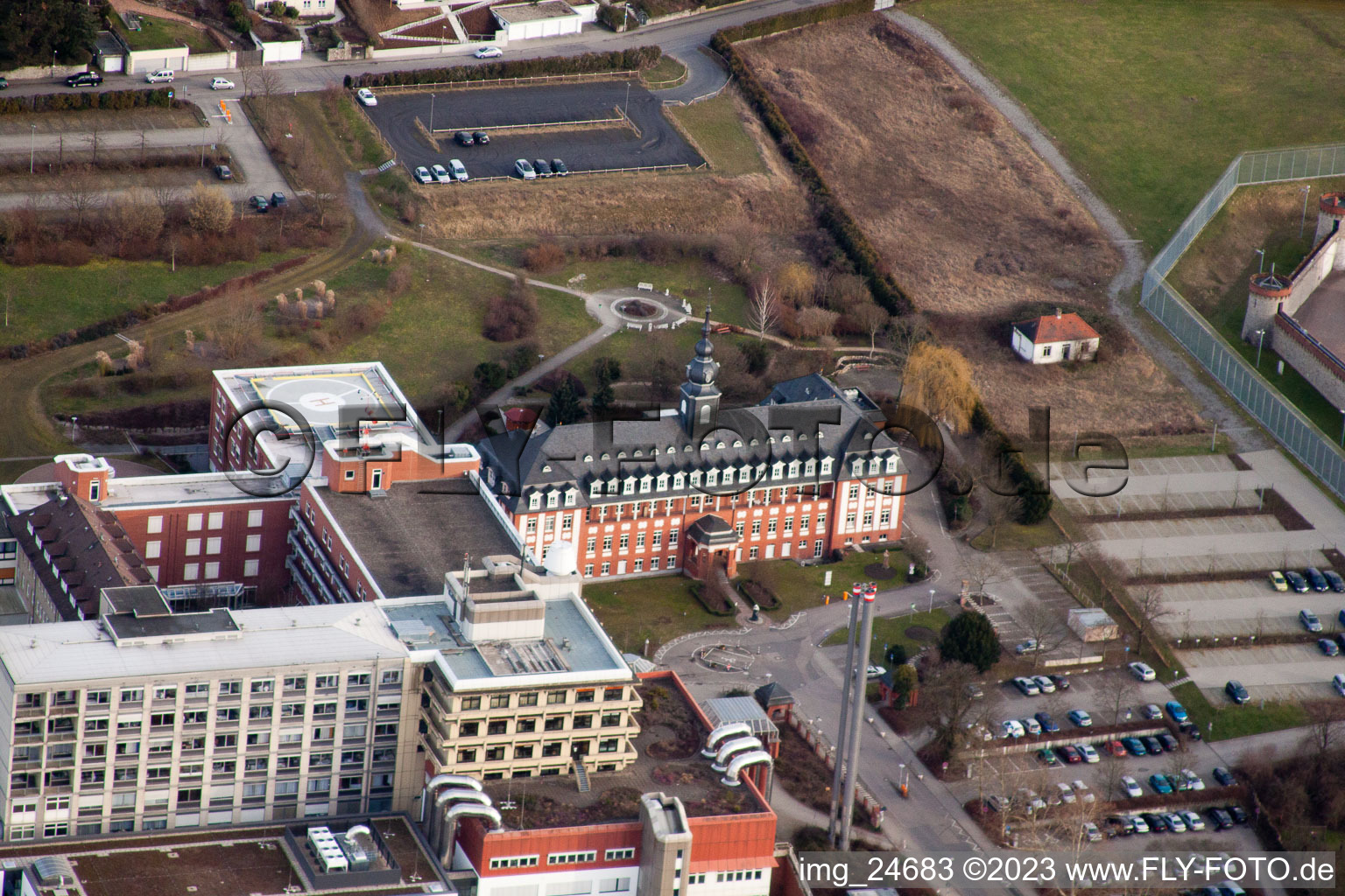 Luftbild von Bruchsal, Fürst Stirum Klinik im Bundesland Baden-Württemberg, Deutschland