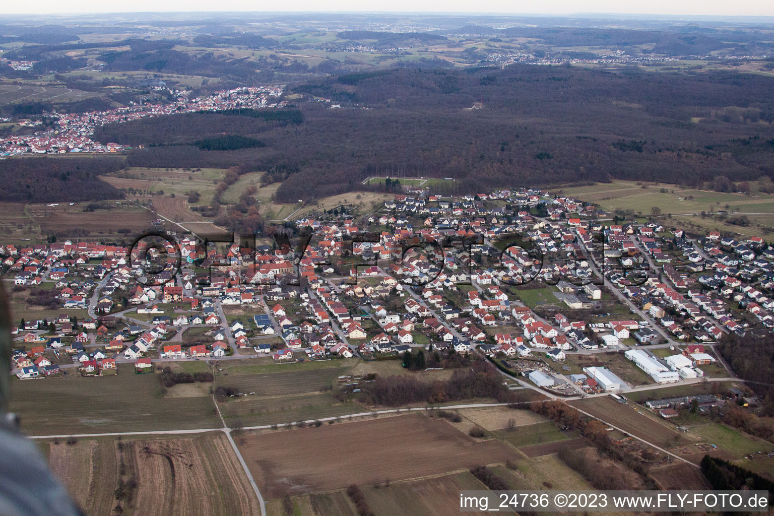 Malsch im Bundesland Baden-Württemberg, Deutschland von der Drohne aus gesehen