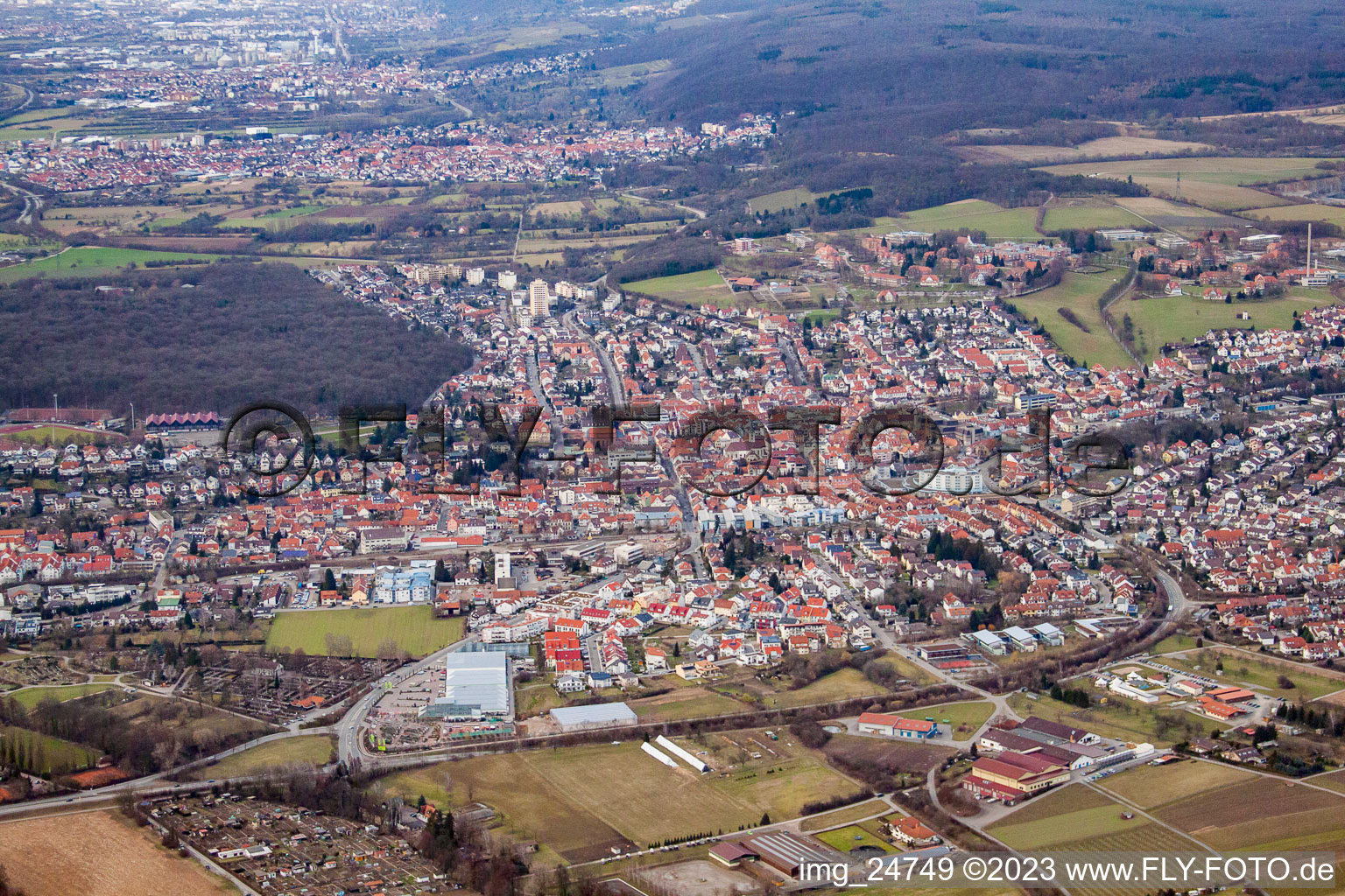 Luftbild von Von Süden in Wiesloch im Bundesland Baden-Württemberg, Deutschland