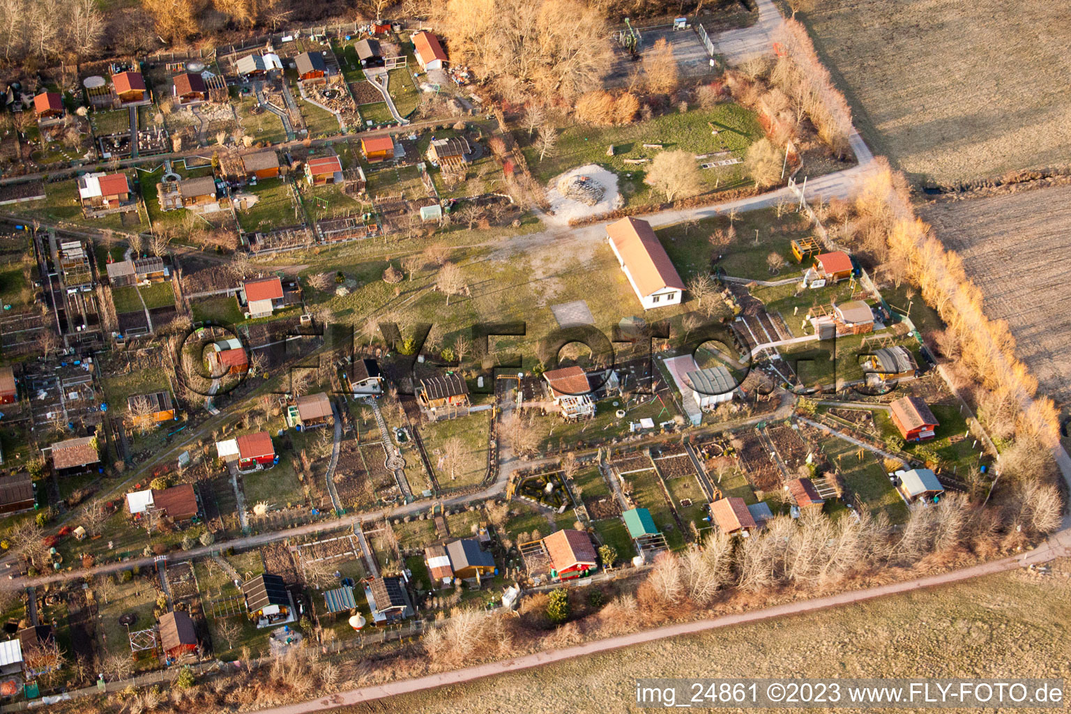 Luftbild von Dammheim, Kleingartenanlage in Landau in der Pfalz im Bundesland Rheinland-Pfalz, Deutschland