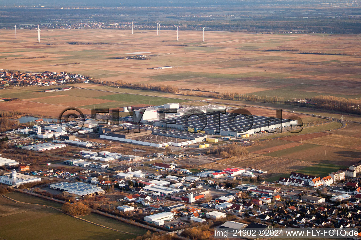 Luftbild von Offenbach an der Queich, Gewerbegebiet O im Bundesland Rheinland-Pfalz, Deutschland