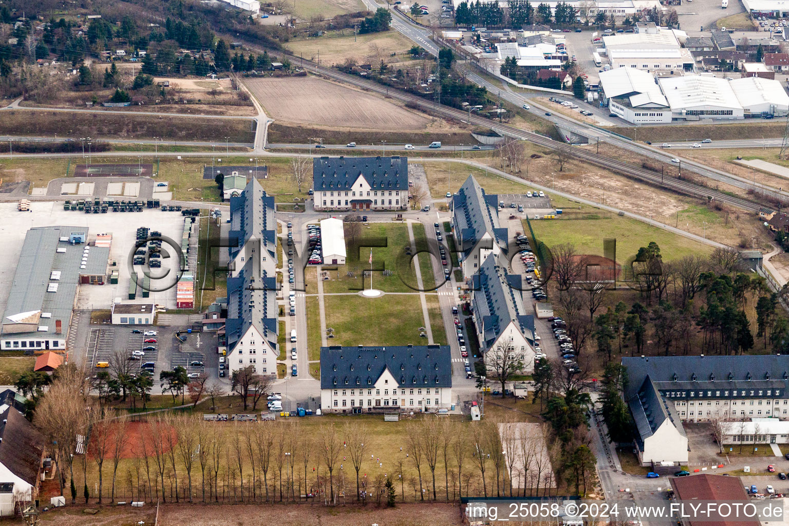 Kaserne und Truppenübungsplatz der US-Armee in Schwetzingen im Bundesland Baden-Württemberg, Deutschland