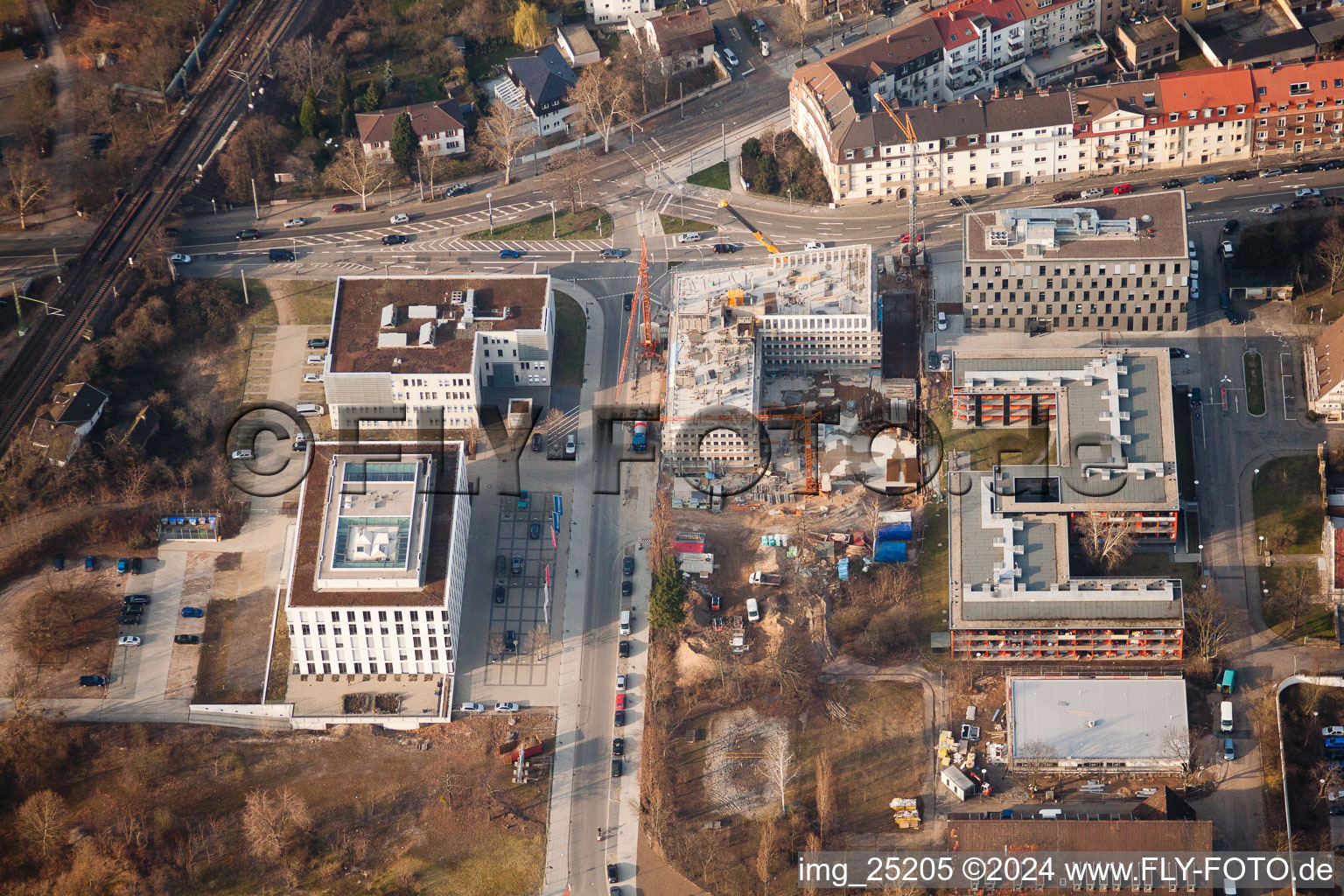 Neuostheim, Projekt EASTSITE der B.A.U. Bauträgergesellschaft mbH in Mannheim im Bundesland Baden-Württemberg, Deutschland vom Flugzeug aus