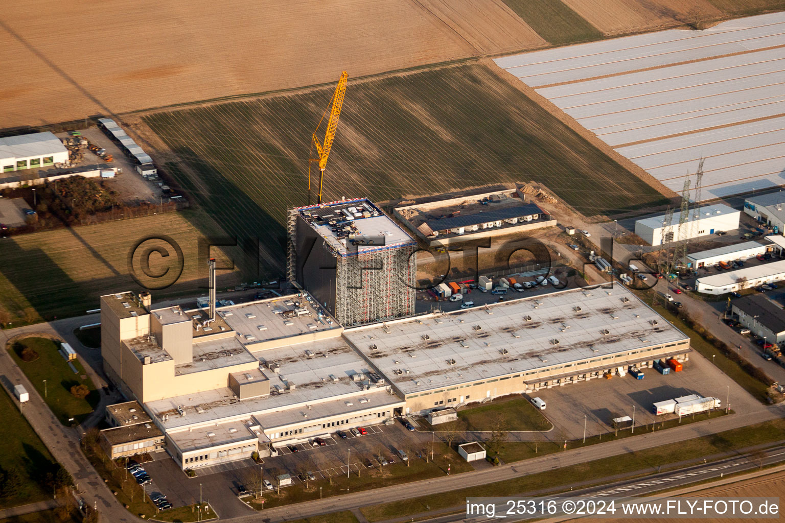 Gebäudekomplex und Gelände des Logistikzentrums Aldi Süd in Ketsch im Bundesland Baden-Württemberg, Deutschland von oben