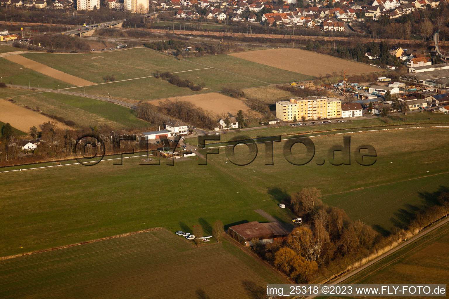 Luftaufnahme von Hockenheim, Flugplatz im Bundesland Baden-Württemberg, Deutschland