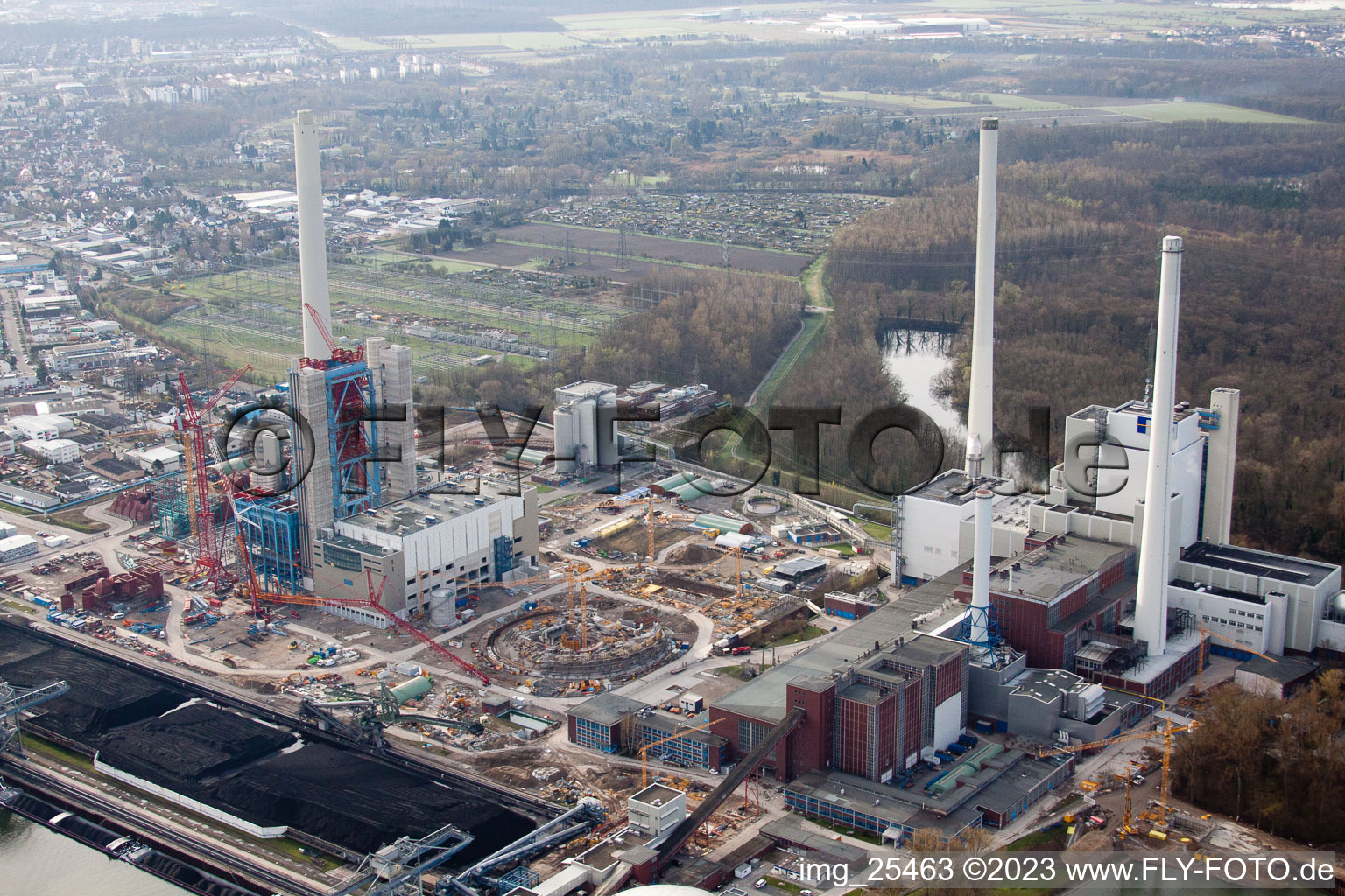 Luftbild von Karlsruhe Rheinhafen, ENBW Kraftwerk im Bundesland Baden-Württemberg, Deutschland