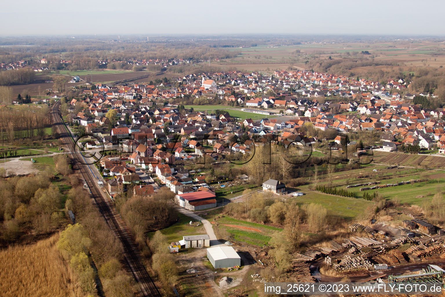 Luftaufnahme von Mothern (Elsass) im Bundesland Bas-Rhin, Frankreich