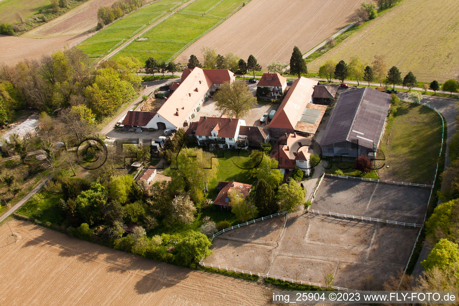 Durlach, Rittnerthof in Karlsruhe im Bundesland Baden-Württemberg, Deutschland von oben gesehen