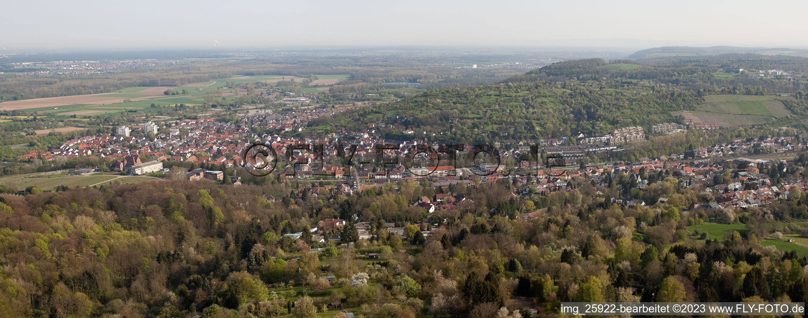 Luftbild von Grötzingen von Süden in Karlsruhe im Bundesland Baden-Württemberg, Deutschland